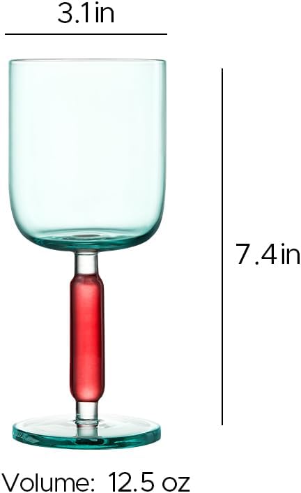 MU16 Jelly Collection large wine glass Crystal Wine Glasses 12.5 oz – Lead-Free Drinking Glasses for Easter, Parties, Weddings, and Anniversaries Azure Raspberry