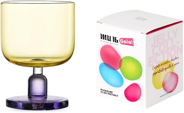 MU16 Jelly Collection short wine glass Crystal Wine Glasses, 11.2 oz – Lead-Free Drinking Glasses for Easter, Parties, Weddings, and Anniversaries Frosted Berry