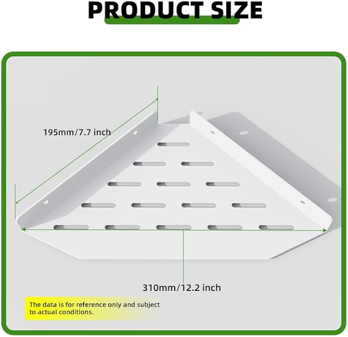 Shower Caddy Hanging Storage Rack Kitchen, Corner Shelf Bathroom Shelves, Metal Floating Shelves for Wall Mounted, Bath Shelving White 12x8.6 inch(31x22cm)