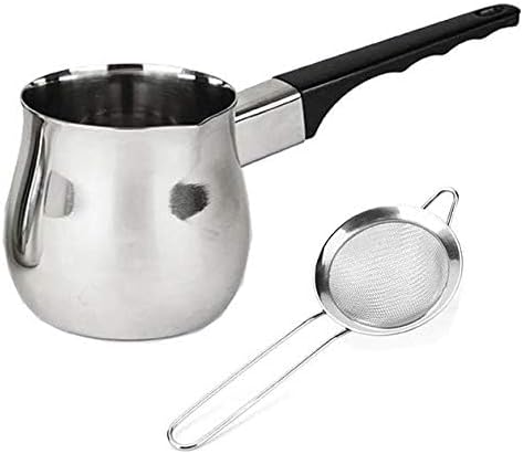 18oz Chai teapot and strainer combo. Turkish coffee pot and fine mesh strainer together for making perfect Prana Chai at home