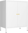 Small 2 Metal Storage Side Buffet Cabinet for Bed Room,Living Room,Entryway,Hallway,Home,Hotel,Office,Garage,Kitchen,1 Removable Shelf. (Metal Door, White)