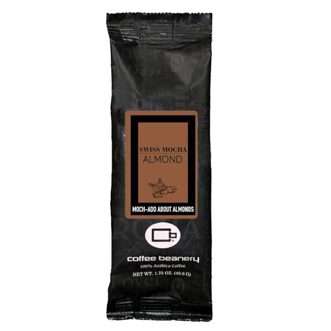 Coffee Beanery Dark Chocolate Almond Flavored Coffe, 1-1.75oz Try Me Size Coffee Sampler, Light-Medium Roast