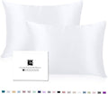 Silk Pillow Cases 2 Pack, Ravmix Both Sides Mulberry Silk Pillowcases Set of 2 Cooling Pillow Cases for Hair and Skin Queen Size with Hidden Zipper, 20 * 30inches, Pure White