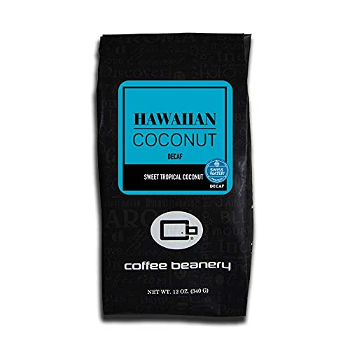 Coffee Beanery Hawaiian Coconut Flavored Coffee Swiss Water Process Decaf (Whole Bean) - 12oz bag 100% Specialty Arabica Coffee