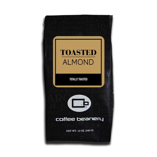 Toasted Almond Flavored Coffee, Specialty Arabica Coffee, Medium Roast, 12 ounce, Whole Bean