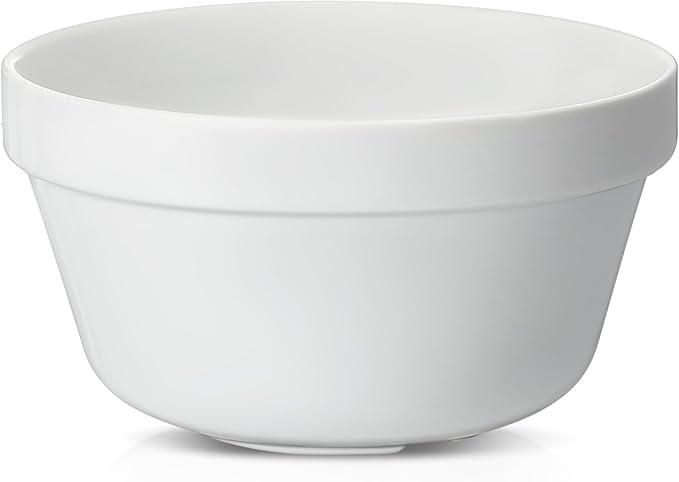 1 Pieces Ceramic 1.6qt Pudding Basins White 8 Inch Christmas Pudding Mold Bowls for Steaming Ovenproof Durable and Sturdy Porcelain Steamed Plum Puddings Bowl Basin, Easy to Clean