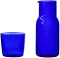 Bedside Glass Water Carafe Set with Cup, Glass Carafe with Lid Mouthwash Cups for Bedroom Bathroom Juice Wine Milk 19oz