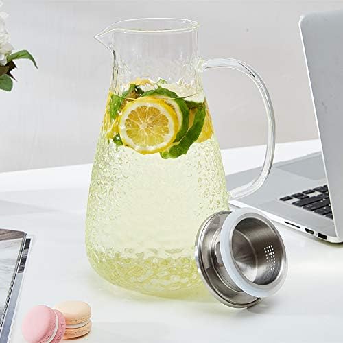 Karafu Glass Pitcher with Lid, 78 Oz Heat Resistant Water Jug for Hot/Cold Water, Ice tea and Juice Beverage