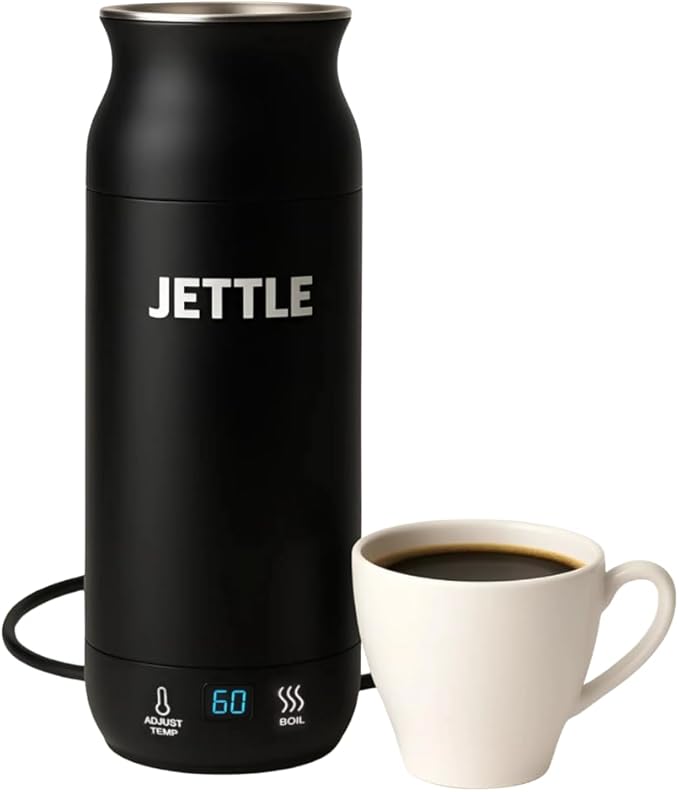 Electric Kettle - Travel Portable Heater for Coffee Tea Milk Soup - Stainless Steel Travel Water Boiler tea pot with Temperature Control - LED - Automatic Power Off - 450ml - Kitchen Appliance