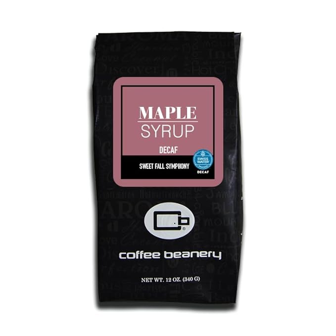 Maple Flavored Decaf Coffee, Medium Roast by Coffee Beanery | 12oz, 100% Specialty Arabica Whole Bean Gourmet Coffee