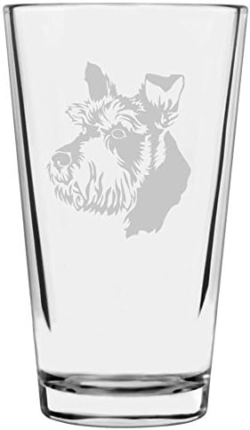Schnauzer Dog Themed Etched All Purpose 16oz Pint Glass
