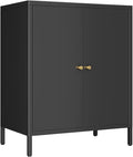 Small 2 Metal Storage Side Buffet Cabinet for Bed Room,Living Room,Entryway,Hallway,Home,Hotel,Office,Garage,Kitchen,1 Removable Shelf. (Metal Door, Black)