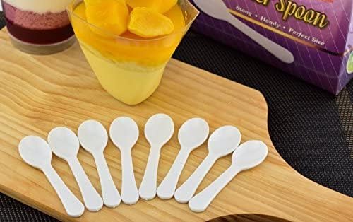 Extra Sturdy, Gmark 400pc 3" Taster Plastic Mini Ice Cream Dessert Spoons BPA FREE White 1 Box Set GM1002A