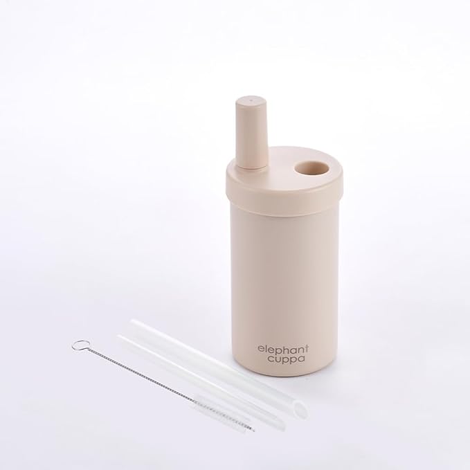 Insulated Tumbler S with Two Straws, Ideal for Office, Travel, Stainless Steel Vacuum Insulated, Excellent Temperature Preservation, Leak-Proof, Durable, 17 oz, Latte