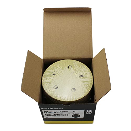 BHA 5" Inch 5 Hole Hook and Loop Sanding Discs for Orbital DA Sanders - 100 Pack (150 Grit)