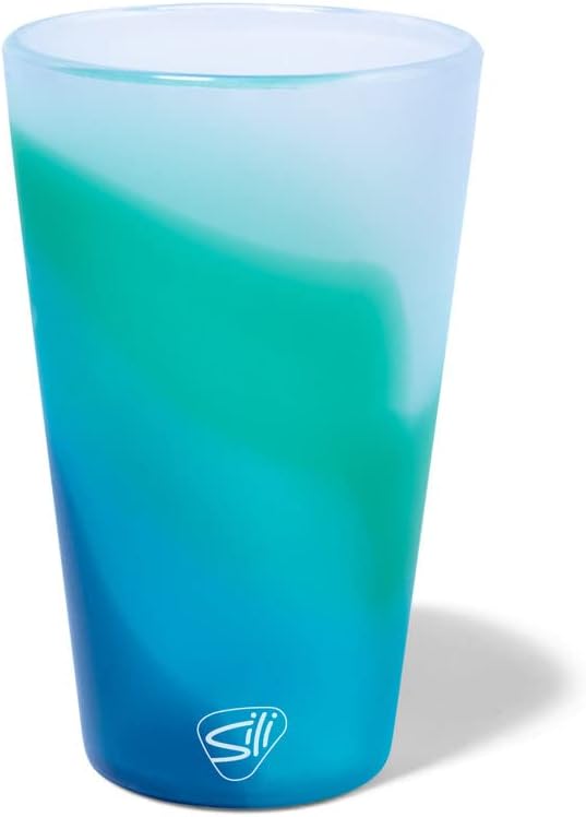 Silipint 16oz Silicone Pint Glass – Unbreakable BPA-Free Reusable Silicone Drinking Cup – Flexible Dishwasher Microwave & Freezer Safe – Stemless Glass for Water Coffee Smoothies (Mountain Air)