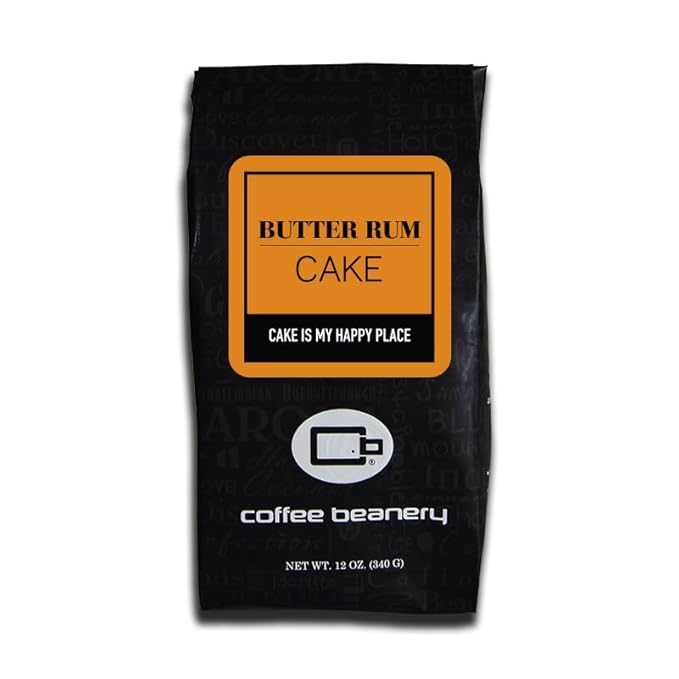 Butter Rum Cake Flavored Coffee, Specialty Arabica Coffee, Medium Roast, 12 ounce, Coarse