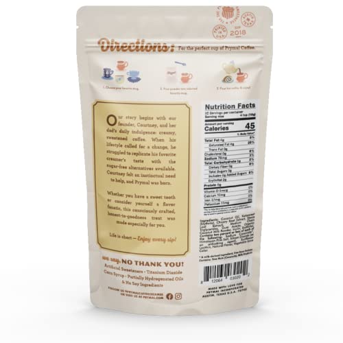 PRYMAL Coffee Creamer - Keto, Sugar Free, Non Dairy, Low Carb (Butter Pecan) Non Refrigerated Powder with MCT oil 11.3oz Bag