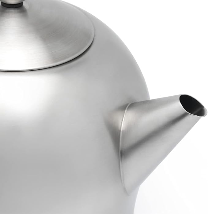 bredemeijer Santhee Double Walled Teapot, 1.4-Liter, Stainless Steel Satin Finish with Satin Accents