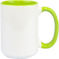 Ceramic 15oz White Sublimation Coffee Mug, Green, Case of 24