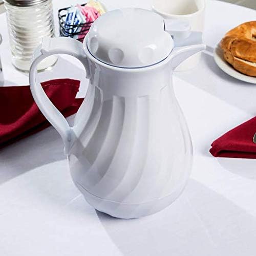 (64 oz) Beverage Server Eco-Plastic Carafe Swirl Double Wall Insulated White