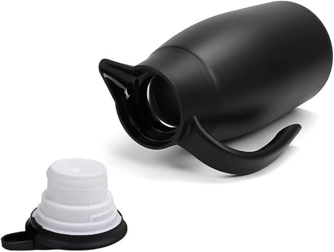 68oz Thermal Coffee Carafe, 2 Pack Airpot Insulated Coffee Urn Stainless Steel Vacuum Thermal Pitchers for Coffee, Hot Water, Tea, Beverage - Keep 12 Hours Hot, 24 Hours Cold (Silver, Matte Black)