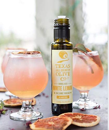 White Lemon Balsamic Vinegar - Gourmet Barrel Aged Infused Balsamic Vinegar - Great for Dressing Dipping Glazing - No Artificial Flavors or Added Sugar - Made in Texas (8.5 oz, 2 Pack)