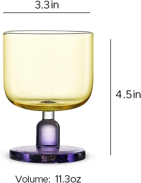 MU16 Jelly Collection short wine glass Crystal Wine Glasses, 11.2 oz – Lead-Free Drinking Glasses for Easter, Parties, Weddings, and Anniversaries Frosted Berry