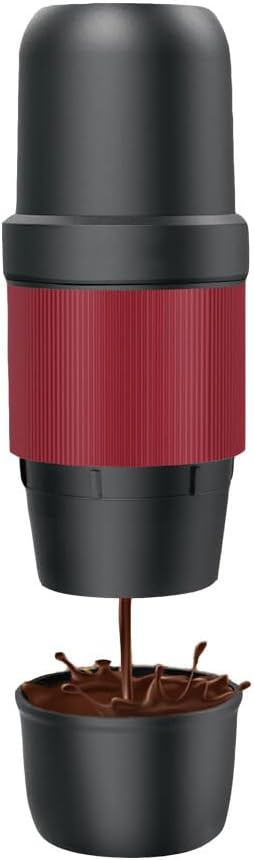 Portable Espresso Maker, 15 ATM High Pressure Extract, USB Rechargeable 2000mAh, Compact and Portable, Outdoor Travel/Home/Car, Red & Black