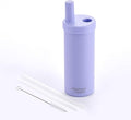 Insulated Tumbler S with Two Straws, Ideal for Office, Travel, Stainless Steel Vacuum Insulated, Excellent Temperature Preservation, Leak-Proof, Durable, 24 oz, Purple