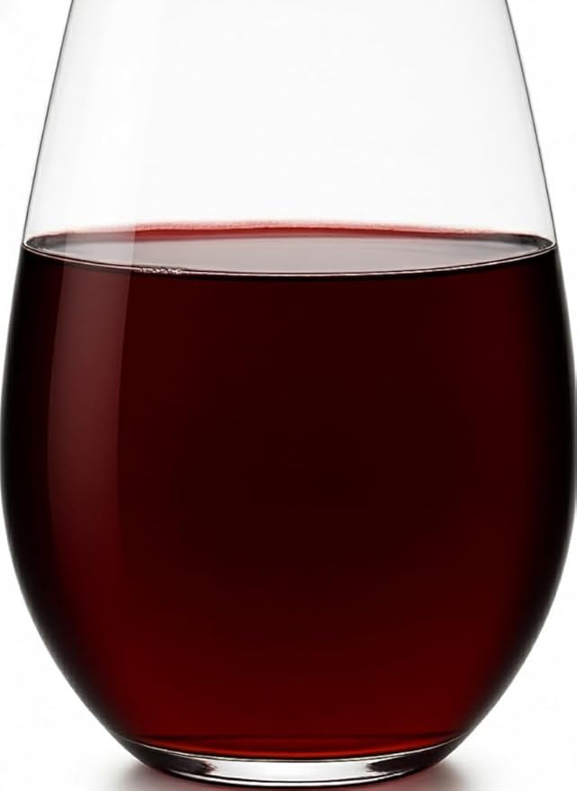 Improved Design of Our 2017 New York Times Best Stemless Glass – Set of 6 European-Made Stemless Wine Glasses, Reinforced Base for Added Stability & Premium Feel, Dishwasher-Safe, Lead-Free, 17 oz.