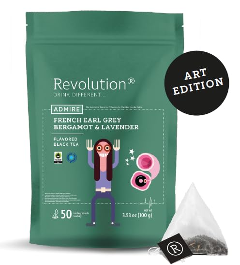 REVOLUTION TEA® Earl Grey Lavender [THE ORIGINAL] – French Earl Grey Bergamot & Lavender – Premium Full Leaf Tea – Biodegradable Infuser Tea Bags – Flavored Black Tea – 50 Bags