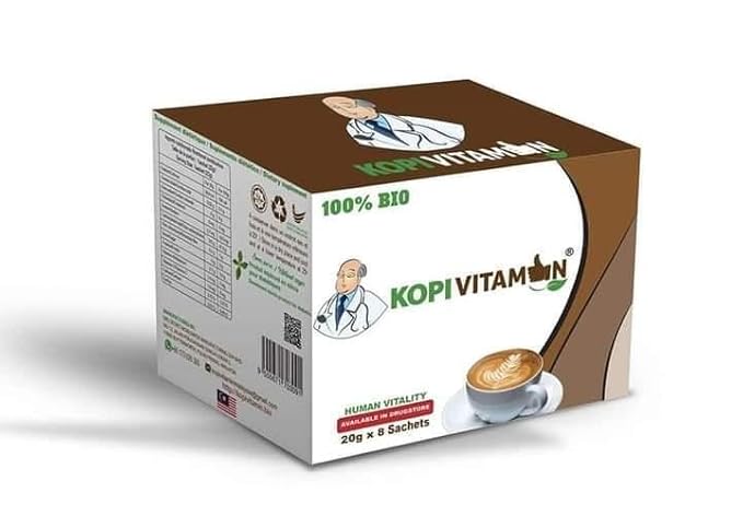 Kopi Vitamin coffee Tongkat Ali Energy Enchancement Vitamin Enriched Dark Roast coffee 6 Essential natural ingredients.