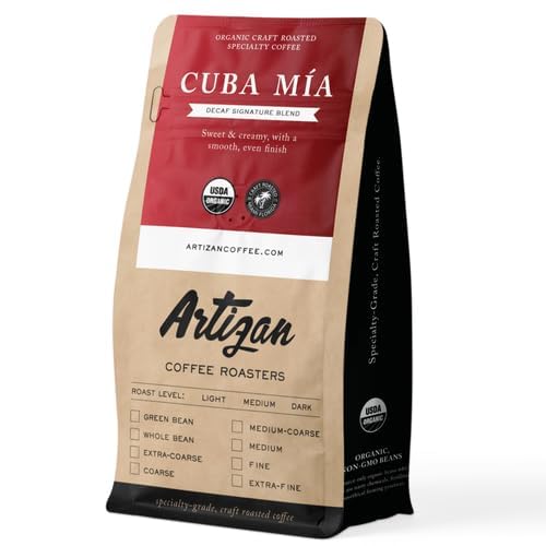 Artizan Coffee USDA Organic Whole Bean Coffee | Cuba Mia Decaf Blend | Dark Roast | 2 lbs | Roasted in South Florida