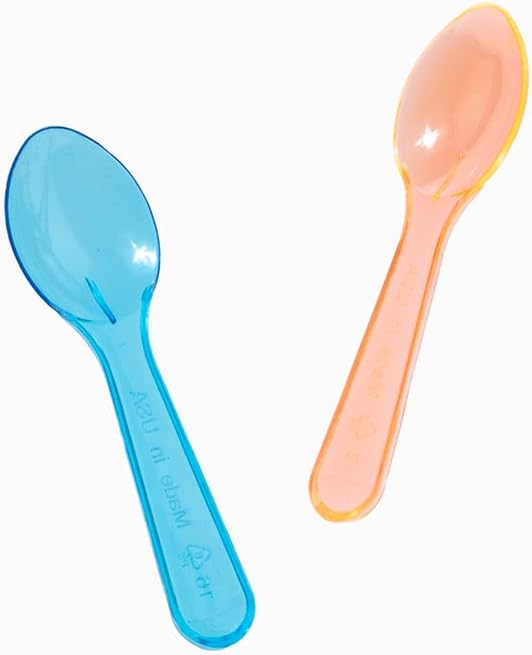 [3,000 Count] Transparent Mixed Mini Tasting Spoons - 3 Inch NEW 6 Color Disposable Plastic Spoons for Sampling Food, Ice Cream, or Spices - Frozen Dessert Supplies