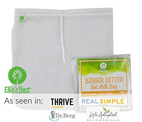 Pro Quality Nut Milk Bag & Raw Almonds - Kit includes Ellie's Best 12"X12" Reusable All Purpose Food Grade Nut Milk Bag Strainer & 1lb of Farm Fresh Wild Harvest Raw Almonds & Free Recipe Book