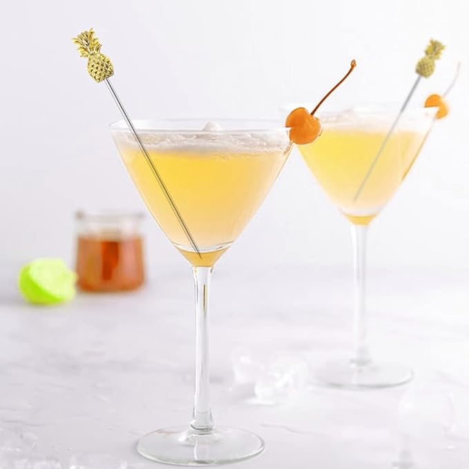 Martini Cocktail Picks Reusable Olive Picks Garnish Skewer Fruit Toothpicks Set of 9 (Gold)