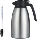 Heritage66 2L Thermal Coffee Carafe with Cleaning Brush – Triple-Wall Vacuum Insulated Stainless Steel Server, Keeps Drinks Hot 12 Hours/Cold 24 Hours, Leak-Proof Lid for Coffee, Tea & Water