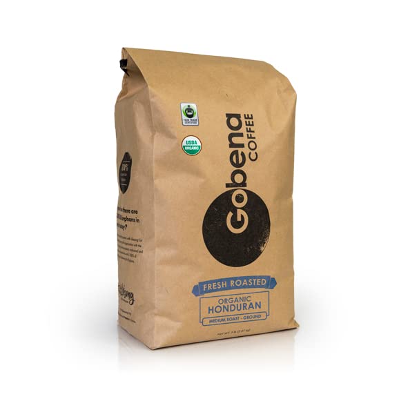 5lb Fair Trade Organic Certified Honduran Medium Roast Ground, 100% Arabica Specialty Coffee, 80 ounces, 5 pounds, Bulk Coffee