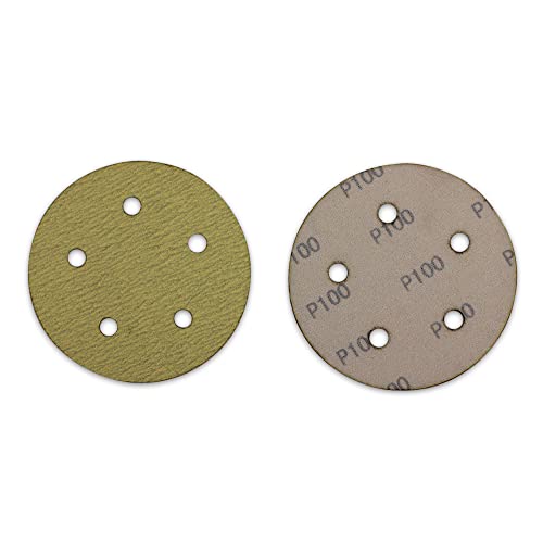 BHA 5" Inch 5 Hole Hook and Loop Sanding Discs for Orbital DA Sanders - 100 Pack (320 Grit)