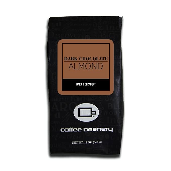 Dark Chocolate Almond Flavored Coffee by Coffee Beanery | 12oz Specialty Medium Roast Coarse