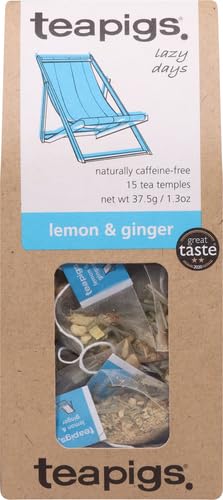 teapigs Lemon & Ginger Herbal Tea Bags Made With Whole Leaves (1 Pack of 15 Tea bags) (520)