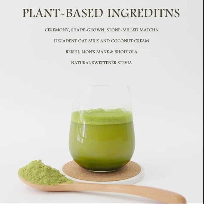 Nourishment Rituals Authentic Matcha Super Latte Ashwagandha Lion's Mane Reishi Cordyceps Made with Ceremonial Grade Organic Matcha Green Tea Powder Net weight 260g (2-Pack)