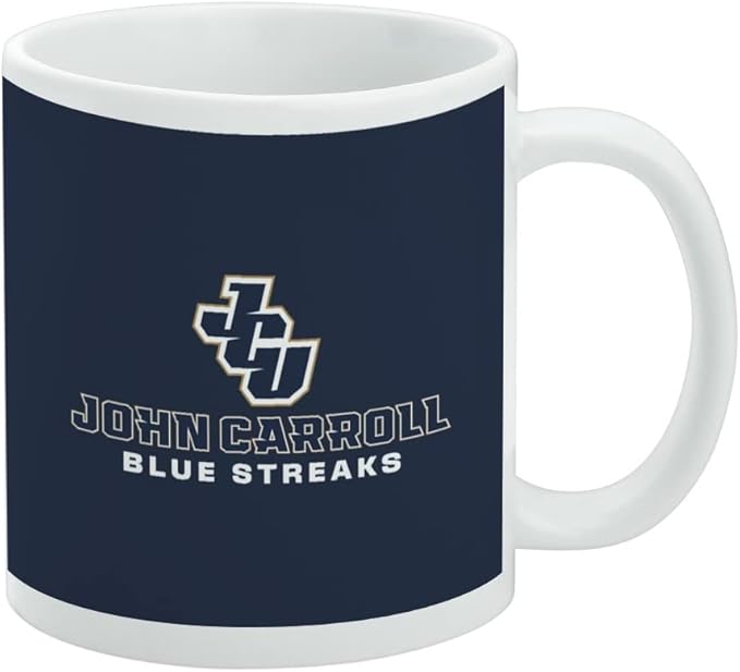 John Carroll University Blue Streaks Logo Ceramic Coffee Mug, Novelty Gift Mugs for Coffee, Tea and Hot Drinks, 11oz, White