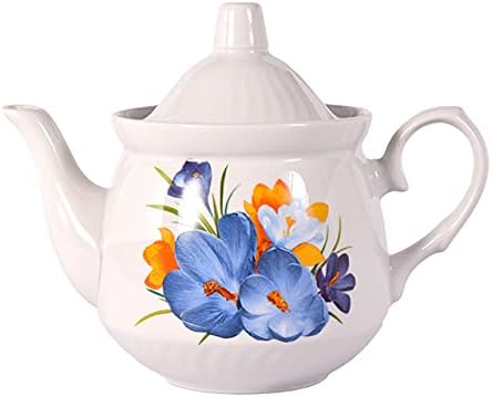 Dobrush 550 ml Fine Porcelain Teapot "Crocus", Elegant Bone China Teapot EA