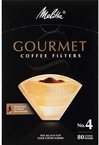 Melitta #4 Gourmet Cone Coffee Filters, Unbleached Natural Brown, 80 Total Filters Count