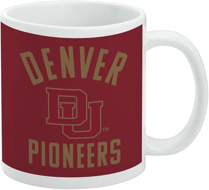 University of Denver Pioneers Ceramic Coffee Mug, Novelty Gift Mugs for Coffee, Tea and Hot Drinks, 11oz, White
