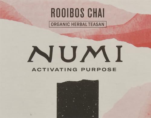 Numi Organic Rooibos Chai Tea, 18 Caffeine Free Herbal Bags, Microplastic Free, Rich Flavor with Cinnamon, Allspice & Ginger (Pack of 2)