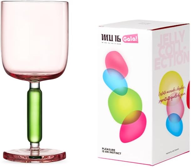 MU16 Jelly Collection large wine glass Crystal Wine Glasses 12.5 oz – Lead-Free Drinking Glasses for Easter, Parties, Weddings, and Anniversaries Radiant Peach