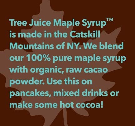 Tree Juice Chocolate Maple Syrup | 100% Pure Grade A Maple Syrup | All Natural, Non GMO, Vegan, Gluten Free, Vegetarian, Paleo | 12 Ounce Bottle